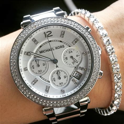 michael kors silver watch ladies|michael kors silver diamond watch.